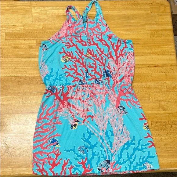 Tori Richard Vibrant Coral Reef Printed Dress Size Large - Picture 4 of 6